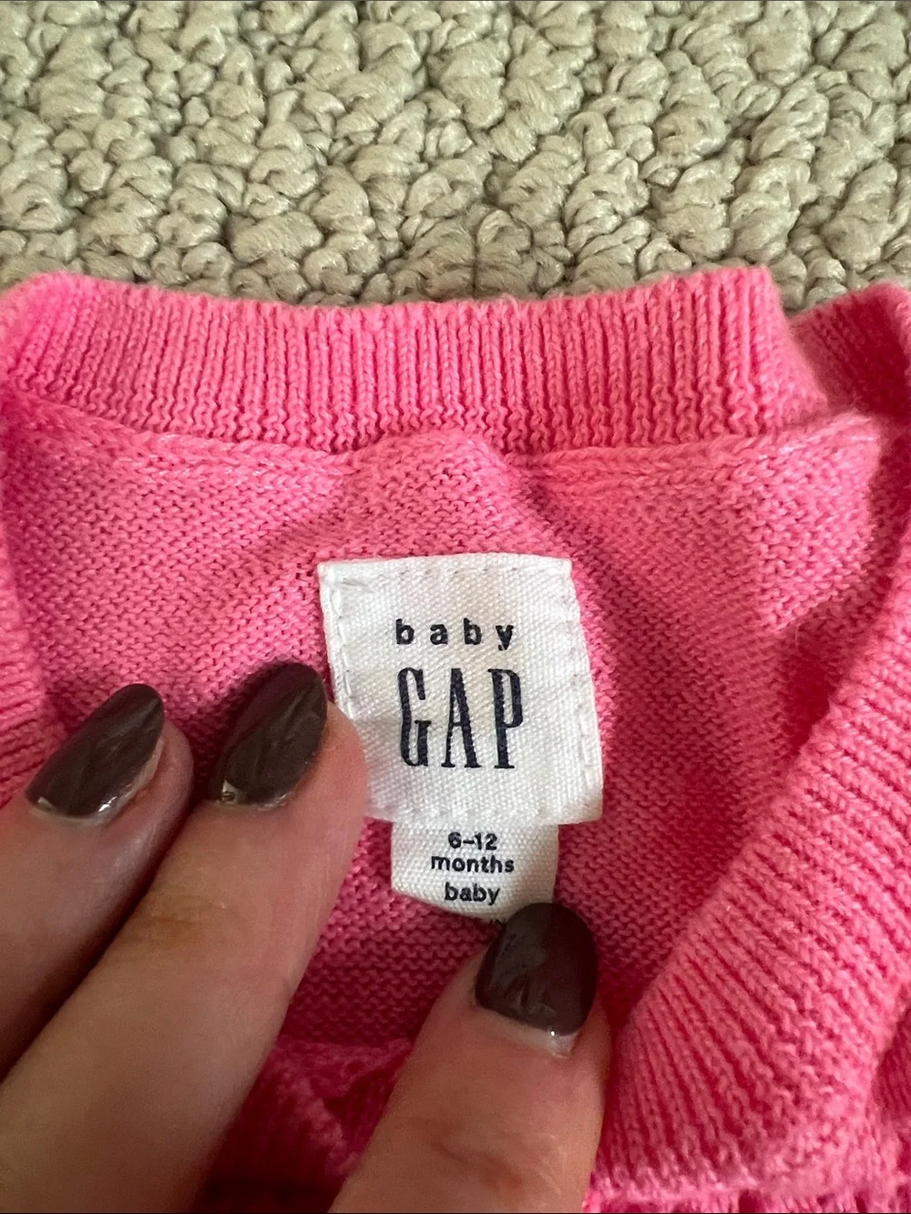 BabyGAP Bright Pink Open-Knit Button Cardigan